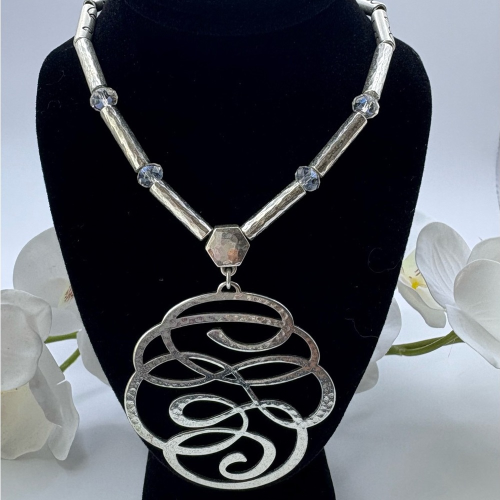 Brighton Skribble Silver Necklace/Elegant Hammered Pendant